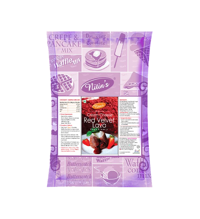 Product Pack of Nitin’s Eggless Cream Cheese Red Velvet Lava Cake Premix